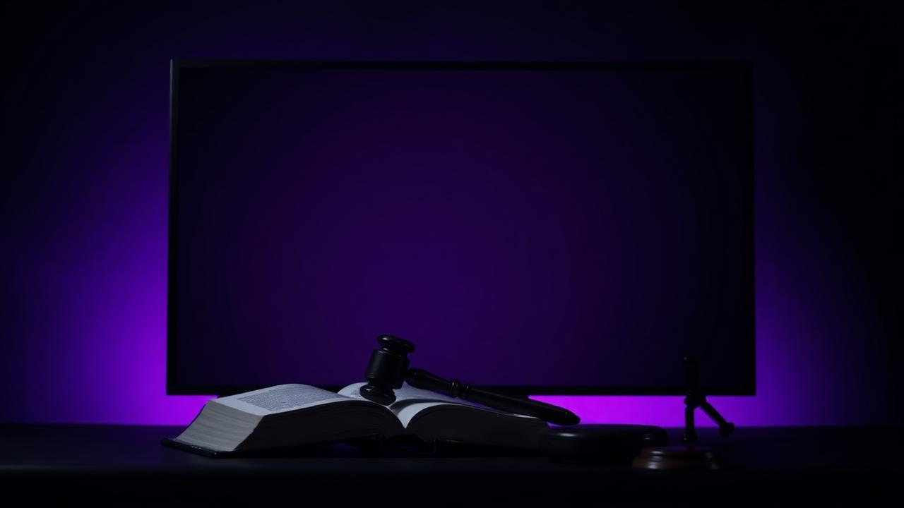 IPTV lagligt i Sverige — lagbok och ordförandeklubba framför TV-skärm