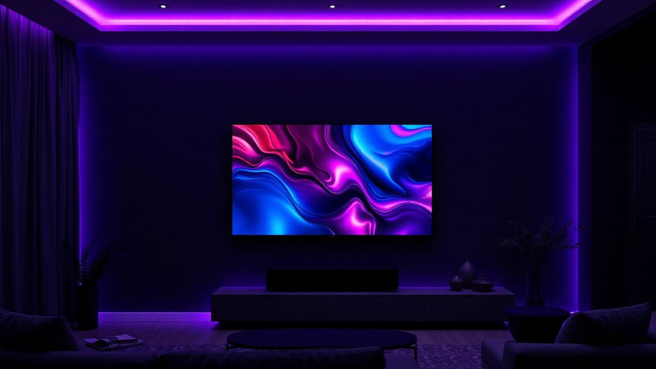 Svenska IPTV-kanaler — Smart TV i vardagsrum visar färgglada kanaler